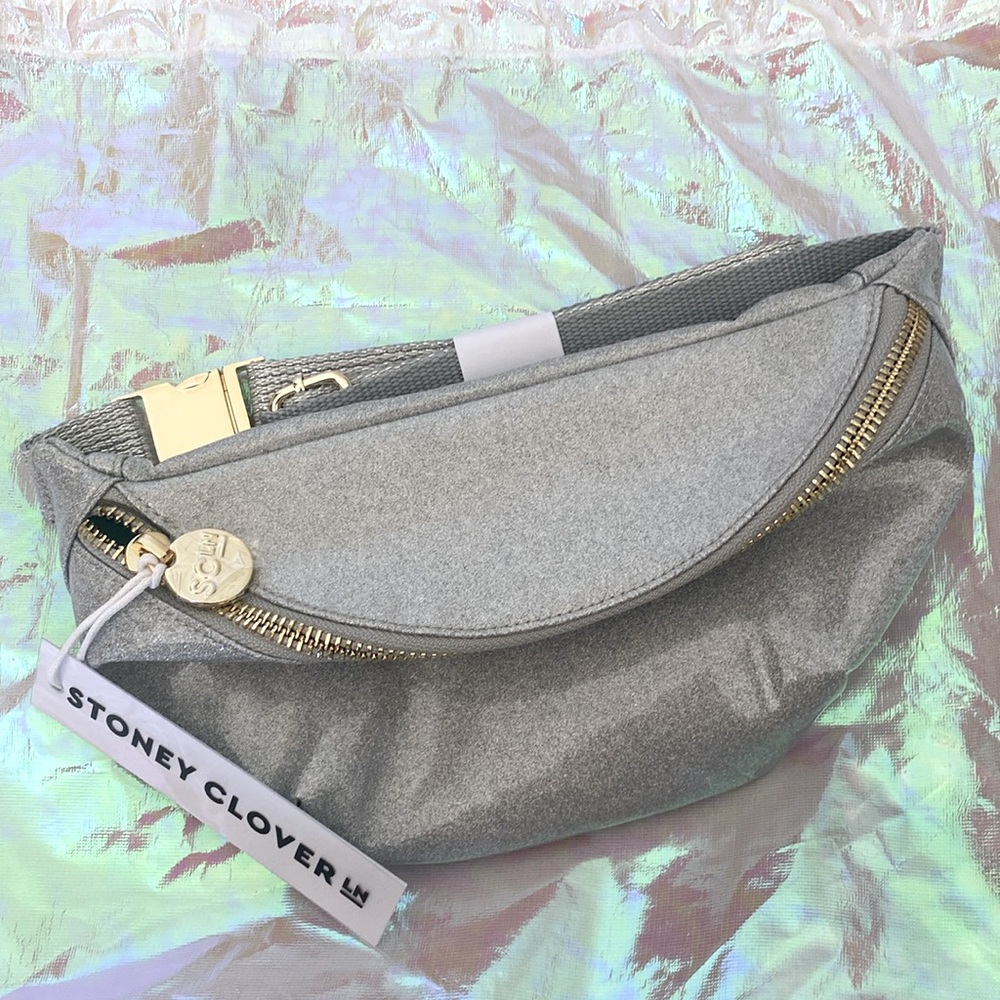 NWT stony Clover Lane silver shiny fanny pack